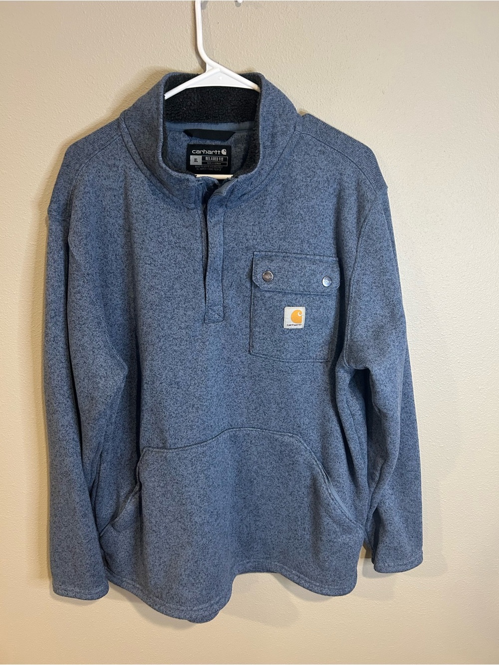 Carhartt Relaxed Fit Fleece Quarter Zip Pullover XL Blue